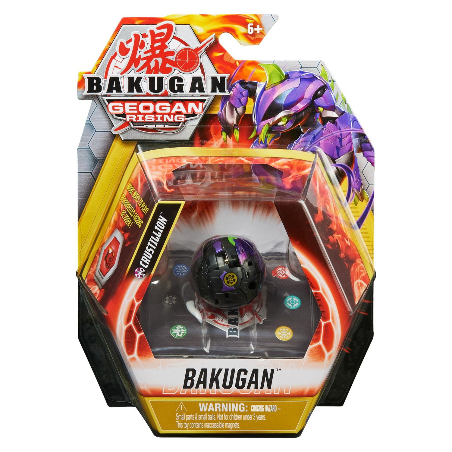 Bakugan, Crustillion, Figurine Geogan Rising articulée de 5,1 cm et carte à collectionner