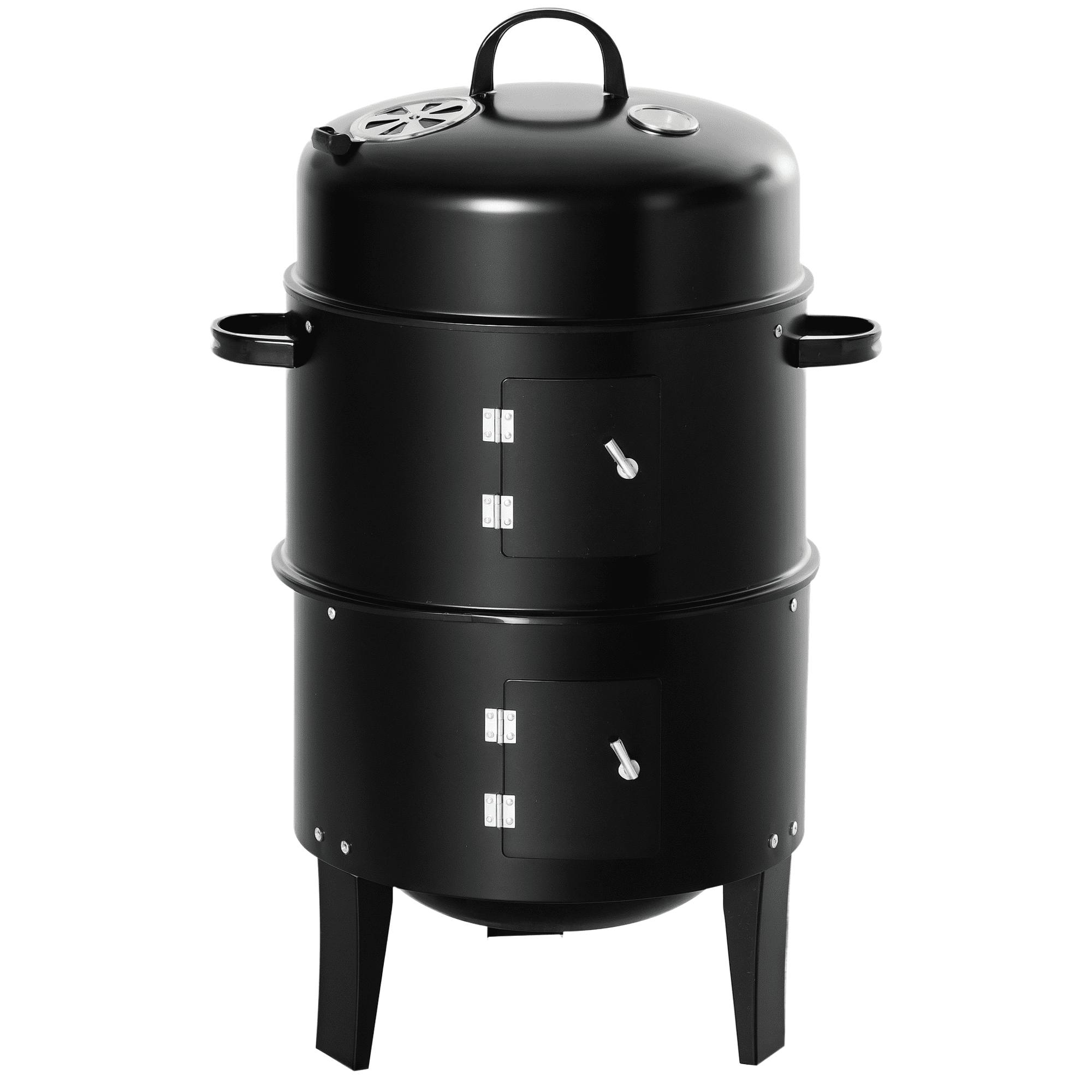 Outsunny 3-in-1 Vertical Charcoal BBQ Smoker, 16" Round Barbecue Grill
