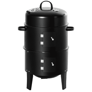 Outsunny 3-in-1 Charbon vertical BBQ Fumer, 16" Grille ronde de barbecue