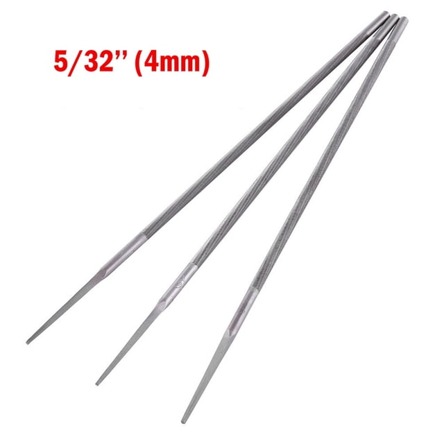 Bgsha 3 Pcs Tronçonne Limes Rondes ening Chaînes de Tronçonneuse 4 4,8 5,5 mm Outil de Meulage