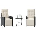 thumbnail image 1 of vidaXL 3 Piece Bistro Set with Cushions Black Poly Rattan, 1 of 5