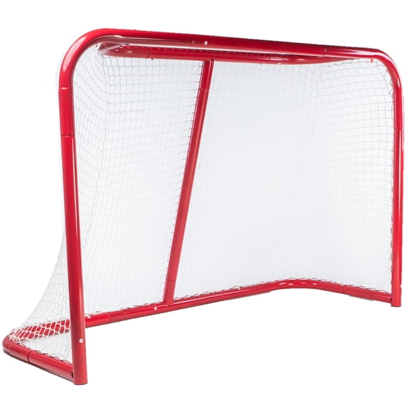PRISP Filet de Hockey de Rue en Acier, But de Hockey à Balle en Métal avec Filet - Tailles 4 Pieds x 6 Pieds - Rouge - 1x Filet