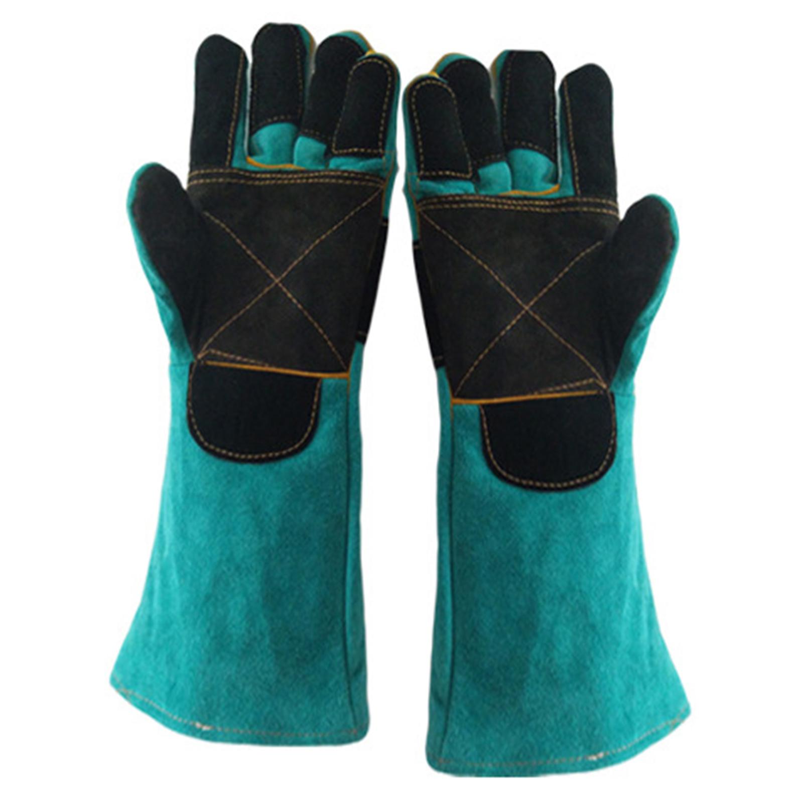 DOLITY Multi Function Pet Dog Cat Anti Bite Gloves Reinforced Leather 38cm Work Gloves Green