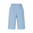 thumbnail image 4 of BLVB Linen Shorts for Women High Waisted Lightweight Bermuda Shorts Side Button Short Beach Vacation Outfits Pockets, 4 of 7