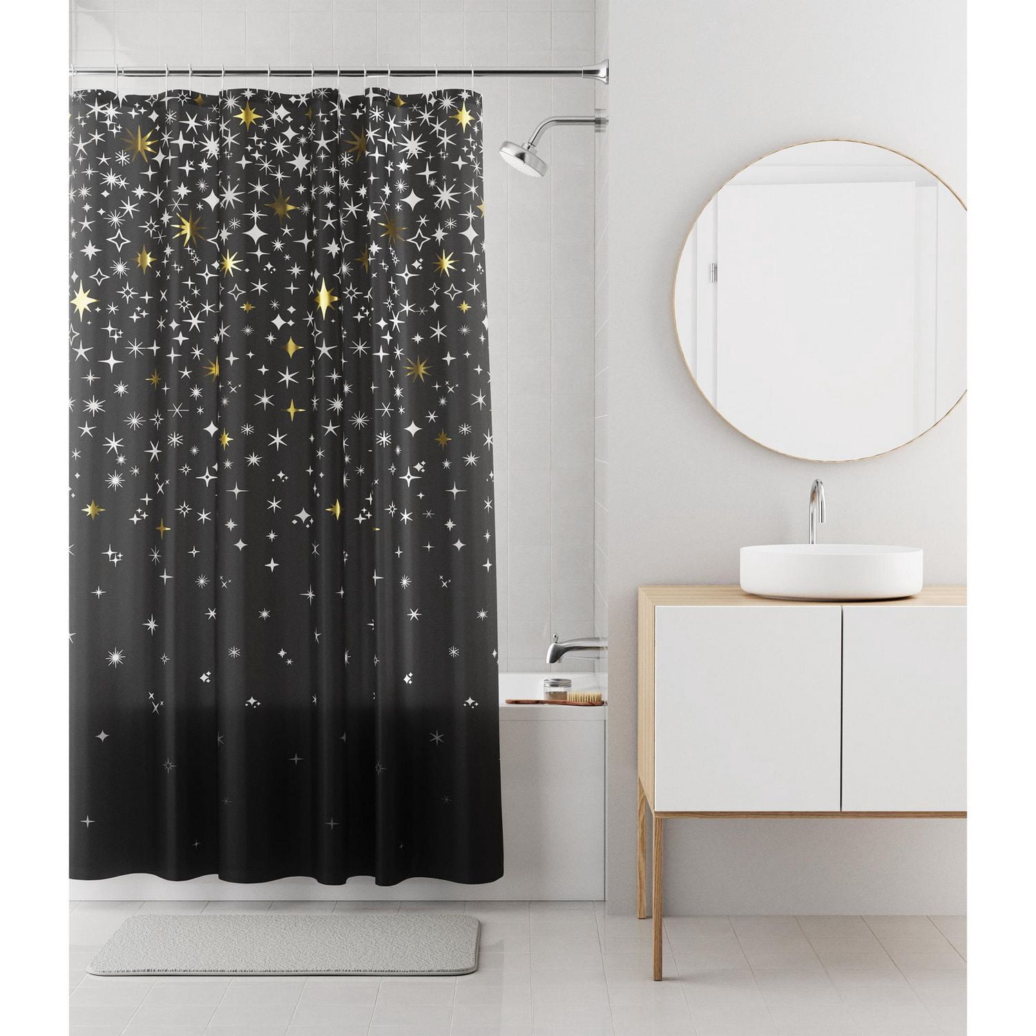 Mainstays Decorative Waterproof Recycled PEVA Shower Curtain