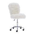 thumbnail image 3 of Linon Cami Faux Fur Upholstered Armless Office Task Chair in White, 3 of 15