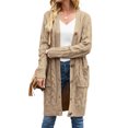thumbnail image 2 of FOCUSNORM Women Juniors Cardigan, Solid Color Long Sleeve Sweater Coat with Pockets, 2 of 5