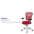 thumbnail image 2 of Mid-Back Red Mesh Multifunction Executive Swivel Ergonomic Office Chair with Adjustable Arms and White Frame, 2 of 9