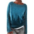 thumbnail image 1 of MesaSe Chandail à Imprimé Fair Isle pour Femmes, Style Vintage Aztèque, Imprimé Paysage de Montagne, Col Rond, Tricoté, 1 of 3