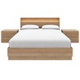 thumbnail image 1 of Hudson 4 Piece Bedroom Set with Slatted Bedframe, Headboard with Integrated Light, 2 Nightstands, 1 of 7