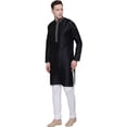 thumbnail image 2 of Kurta Pyjama pour Homme Vêtements Inde Mariage Fête (Noir, G), 2 of 5