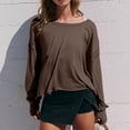 thumbnail image 2 of Timegard Womens Tops Drop Shoulder Backless Cutout Tops Fall Casual Loose Comfy Cropped Blouse Tee, 2 of 9