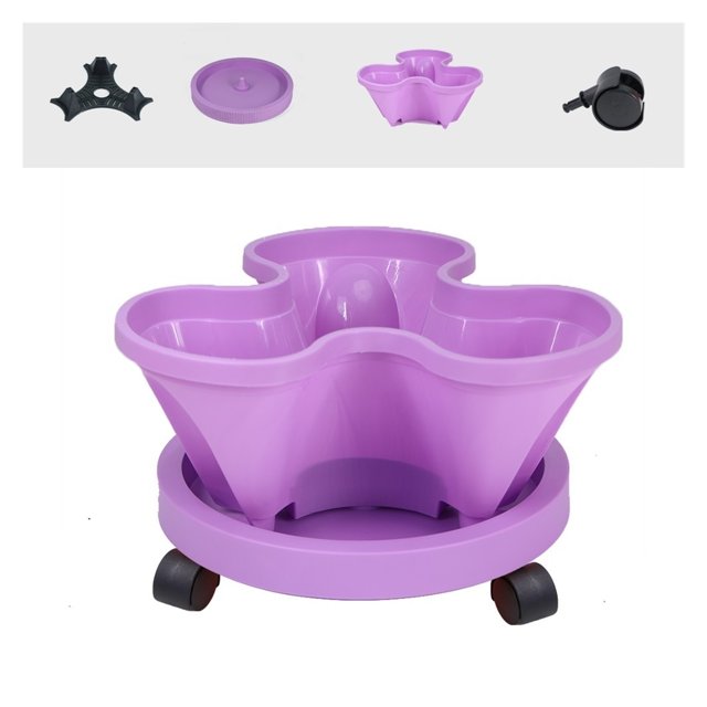 Stackable Vertical Flower Pot Plastic Multi-layer Garden Planter Tower with Movable Casters