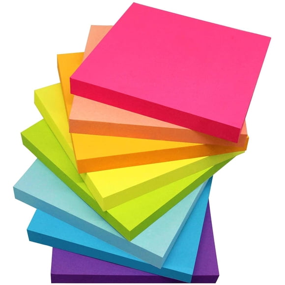 Notes Autocollantes de Couleur Vive, Bloc-Notes Autocollant
