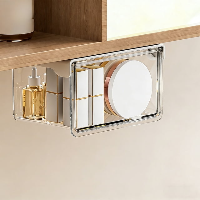 Cagogo Mirror Cabinet Storage Box, Transparent Drawer Organizer for Bathroom Sink Vanity, Waterproof Plastic Storage Container for Makeup Cosmetics, Clear Organizer Box for Cabinet Office Desk