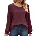 thumbnail image 1 of Timegard Blouse pour Femmes, Oeillets, Encolure Dégagée, Volants, Manches Longues, Hauts d'Automne Décontractés et Confortables, Couleur Unie, 1 of 8