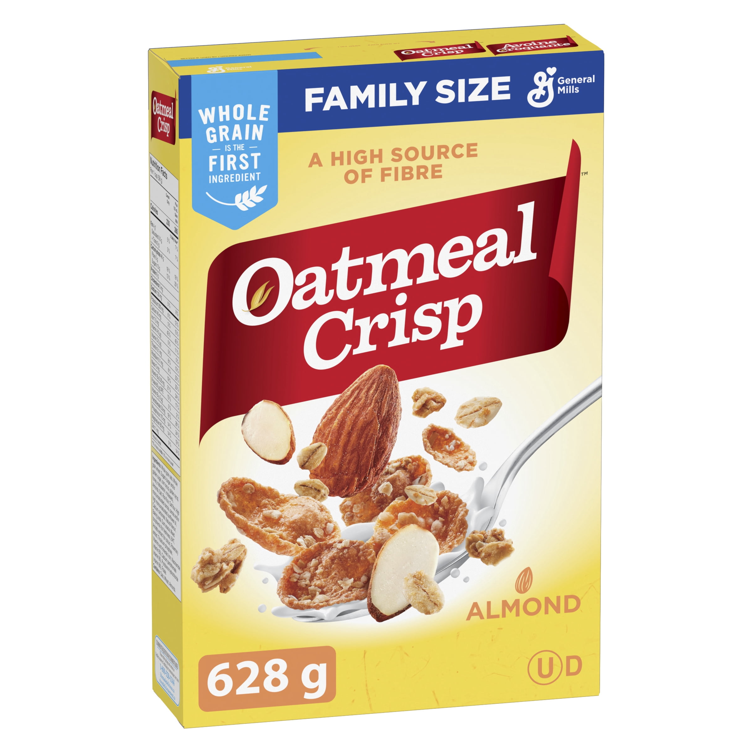 Oatmeal Crisp Breakfast Cereal, Almond, Family Size, High Fibre, 628 g