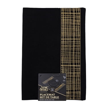 Thyme & Table Black and Gold Cross Hatch Placemat