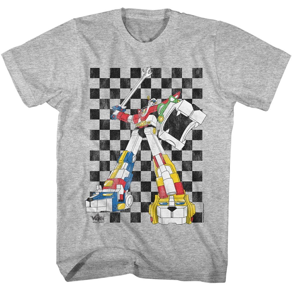 Voltron 80's Checkerboard Gray Heather Adult T-Shirt