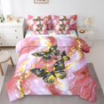 thumbnail image 1 of Red Marble Bed in a Bag King Size Comforter Set 7 Pieces Gold Butterfly Sheet Set,Lilac Marbling Bedding Sets,Abstract Ombre Ink Fluid Art Bed Set Rustic Animal Dreamy Butterflies Room Decor, 1 of 5