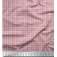 thumbnail image 1 of Soimoi Tissu Satin Modal Marron à Carreaux Imprimé au Mètre 42 Pouces de Large, 1 of 3