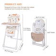 thumbnail image 2 of Foldable Baby High Chair, Portable Baby Feeding Dining Seat with Adjustable Food Tray Footrest, 3-Position Recline & Height Adjustable, Easy Clean PU Seat with Built-in Rear Wheels, 2 of 9