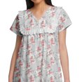 thumbnail image 3 of Moomaya Printed Short Sleeve Nightdress For Ladies Button Placket Nightwear, 3 of 5