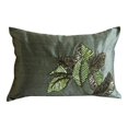 thumbnail image 1 of The HomeCentric 12x24 Pillow Cover Green, Decorative Pillow Covers 12x24 inch (30x60 cm) Green, Silk Rectangular Pillow Covers, Handmade Pillow Covers - All About Leaves, 1 of 3