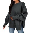 thumbnail image 1 of Timegard Oversized Sweatshirt for Women Thumb Hole Side Split Pullover Fall Loose Long Sleeve Tops, 1 of 4