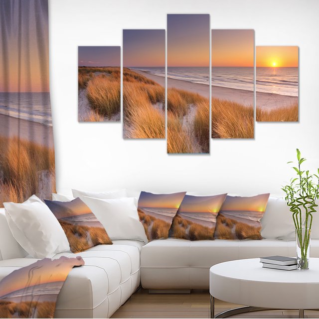 Coucher de Soleil sur l'Le Texel Plage - Art Mural Moderne sur Toile