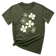 thumbnail image 5 of KIHOUT Nouveau Haut de Mode d'Été pour Femmes 2025, Haut à Manches Courtes Col Rond Décontracté Imprimé Fluide Vert Armée 3TG, 5 of 5