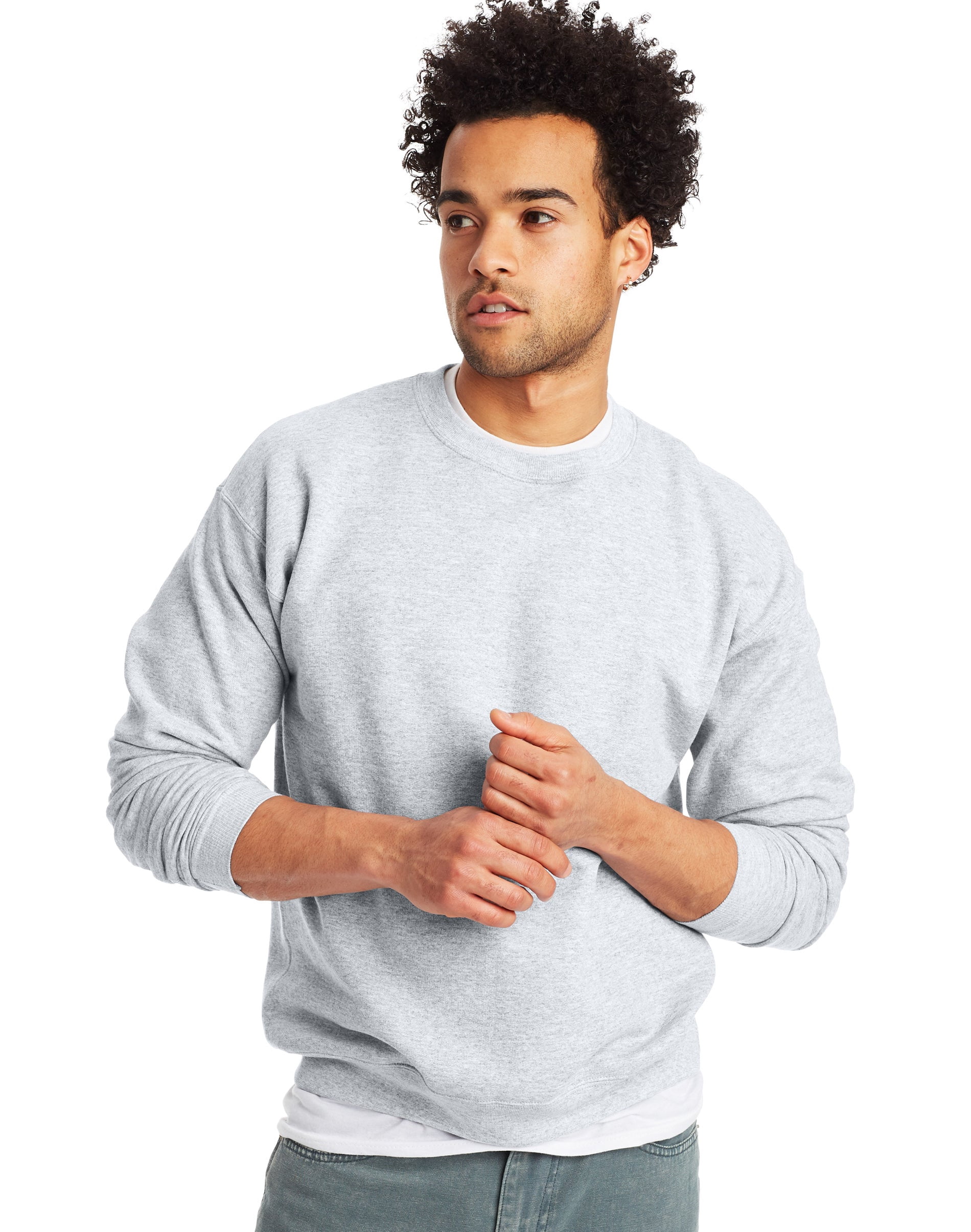 Hanes Chandail Molletonné à Col Rond EcoSmart pour Hommes, 2TG, Cendre