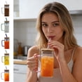 thumbnail image 4 of Qonioi Glass Cup with Lid and Straw, 400ml Square Drinking Glass, Iced Coffee Tumblers, Beer Mug, Juice Cup with Colorful Handle, 4 of 7