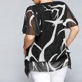 thumbnail image 2 of Plus Size Blouse Women Blouse Flared Sleeve Irregular Hem Colorblock Plus Size Top, 2 of 8