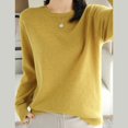 thumbnail image 5 of Duoif Chandails pour Femmes Chandails Légers Tendance pour Femmes Manches Longues Col Rond Léger Doux Tricoté Chandail Blouse Tricotée Chandails pour Femmes Hauts pour Femmes Jaune m, 5 of 5