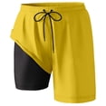 thumbnail image 3 of HXWCHs Above Knee Men's Beachwear Board Shorts with Inner Compression Liner and Pocketed Design for Swim Trunks featuring Inseam Comfort and Quick-Dry Fabric M Yellow, 3 of 4