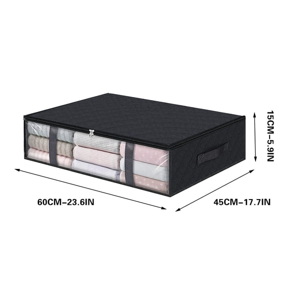 Liquidation & Promo, Underbed Storage Bag, Foldable Non-woven Organizer, Large Capacity, for Moving, Home, Laundry, Quilt Blanket, Fabric Container, for Travel JACSZPA Popular Picks | Cloth, Black