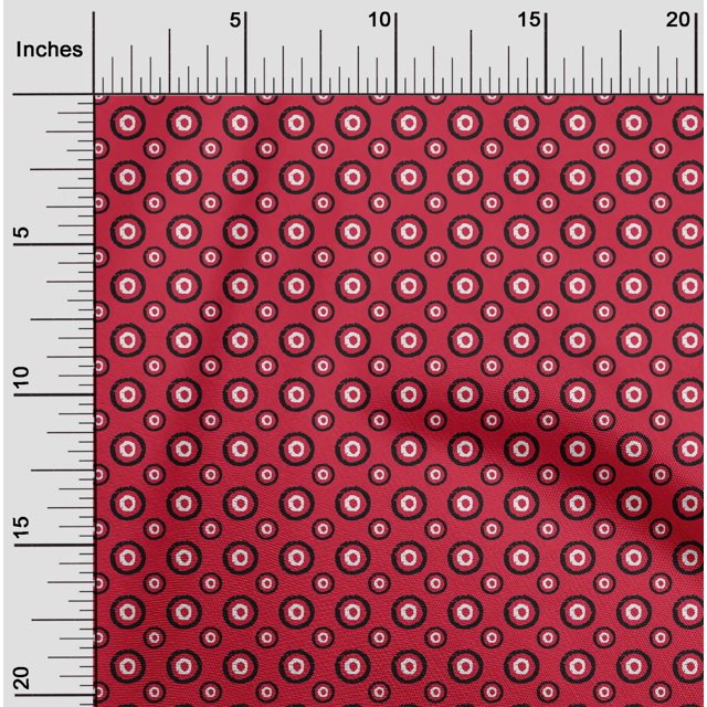 oneOone Silk Tabby Fabric Circle Block Printed Craft Fabric BTY 42 Inch Wide