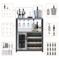 thumbnail image 3 of Wine Bar Rack Cabinet with Detachable Wine Rack and Storage, Coffee Bar with Glass Holder, Small Sideboard and Buffet Cabinet with Door, for Kitchen, Living Room, 3 of 9