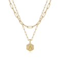 thumbnail image 1 of Colliers à Initiale Superposés pour Femmes, Collier Chaîne Trombone Simple Mignon Pendentif Lettre Hexagone Collier Ras-du-Cou à Initiale Colliers Superposés Dorés pour Femmes, Or, 1 of 5