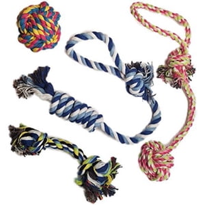 Amerteer 4 Pack Dog Playing Rope Toy,Washable, Dog Rope Toy Set,Teething Toy for Small & Medium Dogs