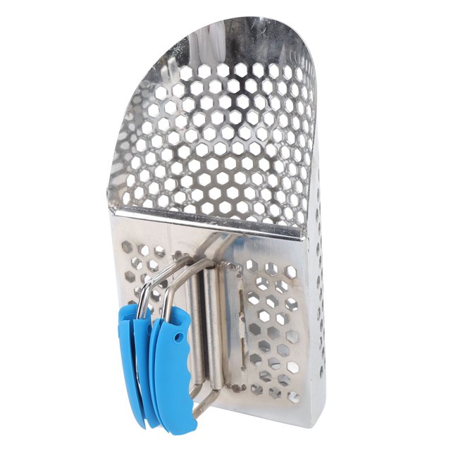 Metal Detecting Sand Scoop Foldable Handle Stainless Steel Sand Sifter Shovel for Beach Discovering Treasures