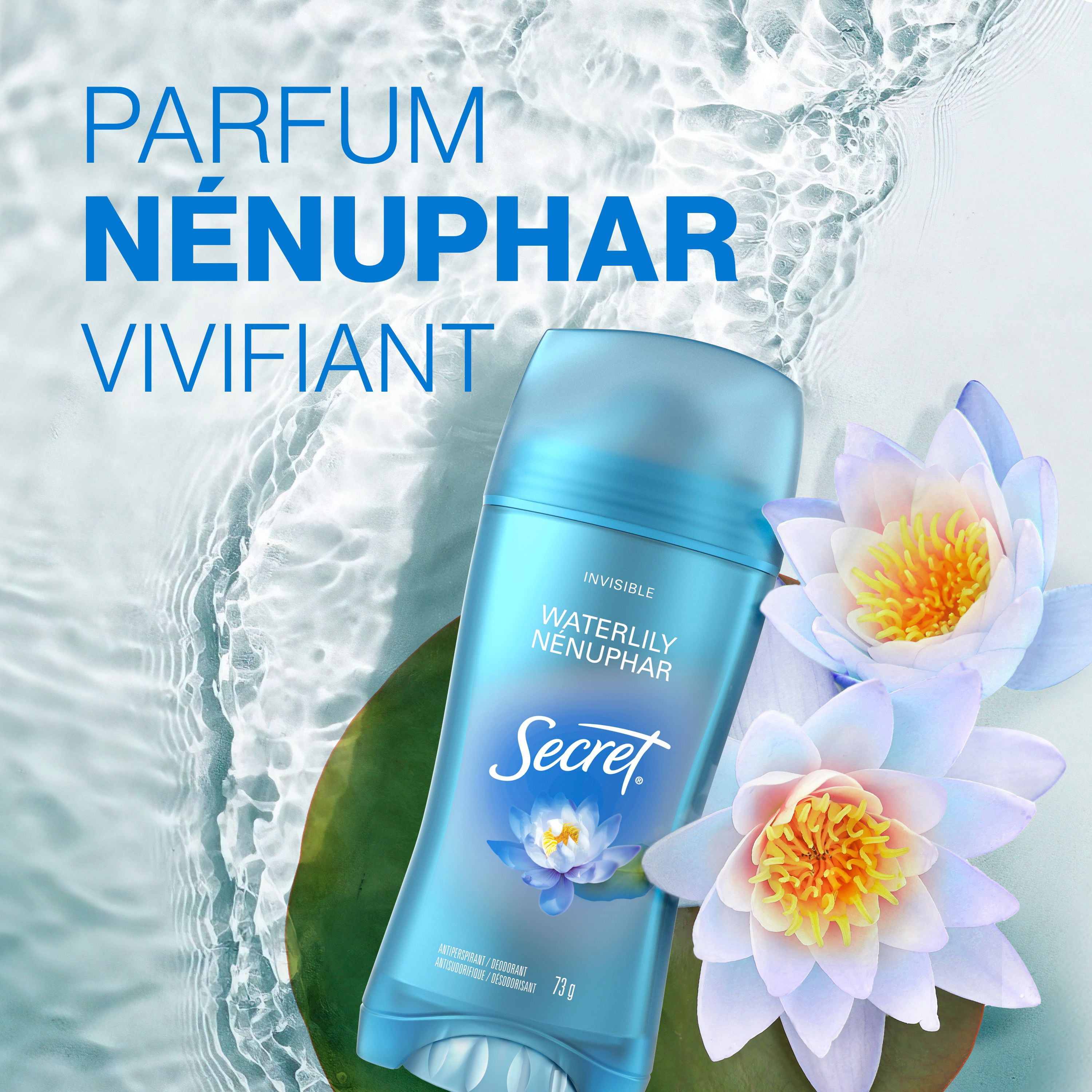 Antisudorifique et désodorisant invisible en bâton Secret, parfum Nénuphar
