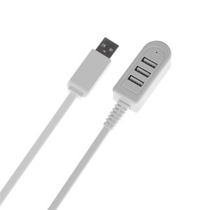 White 27cm USB 2.0 Hub with 3 High-Speed Ports, ABS Material, 22g Lightweight, LED Indicators for Each Port, Overload & Instant Current Protection, Plug-and-Play, Portable Design for