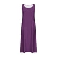 thumbnail image 4 of Meichang Robe Longue d'Été en Coton et Lin pour Femme Sans Manches à Encolure Dégagée, Coupe Évasée, Ample, Confortable, Décontractée, avec Poches, 4 of 5