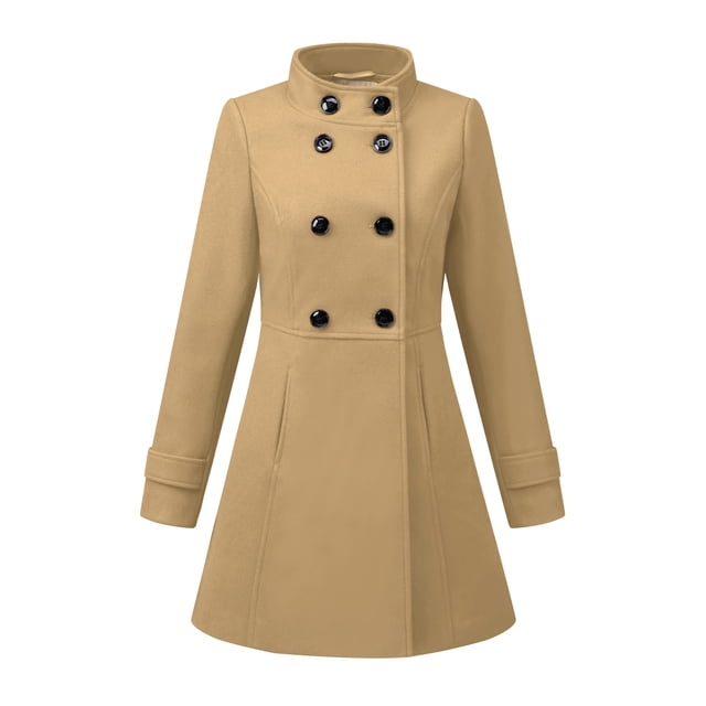 INSPIRE CHIC Manteau d'Hiver Tendance pour Femmes à Col Montant, à Double Boutonnage