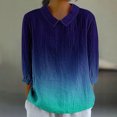 thumbnail image 1 of RXIRUCGD Haut Décontracté Rétro pour Femme à Imprimé, Manches 3/4, Haut/chemise à Manches en V, Bleu, Taille : S, 1 of 5