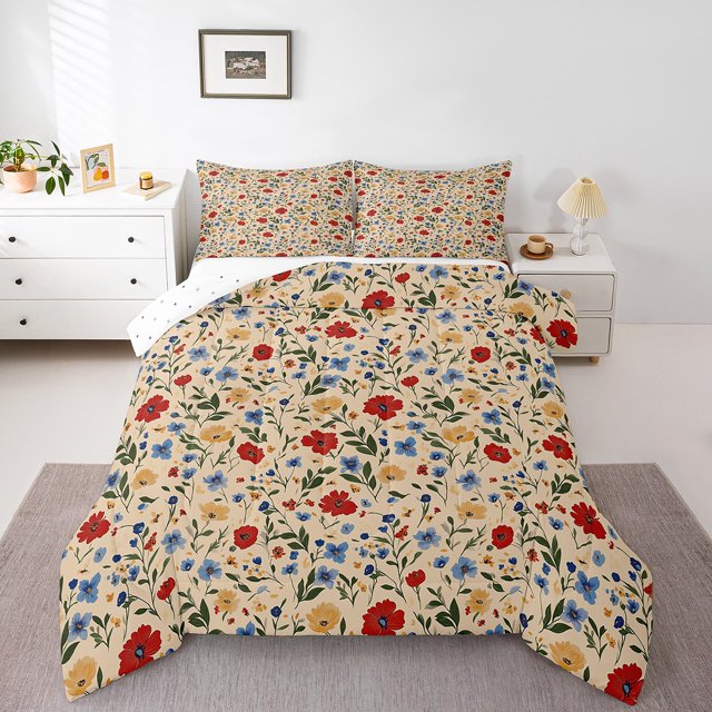 Erosebridal Ensembles de Couette Vintage à Fleurs, Format Double, Couettes et Duvets à Feuilles Botaniques, Réversible