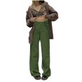 thumbnail image 1 of Pantalon Large pour Femmes Drapé de Rue Couleur Unie en Velours Côtelé Vert L, 1 of 5