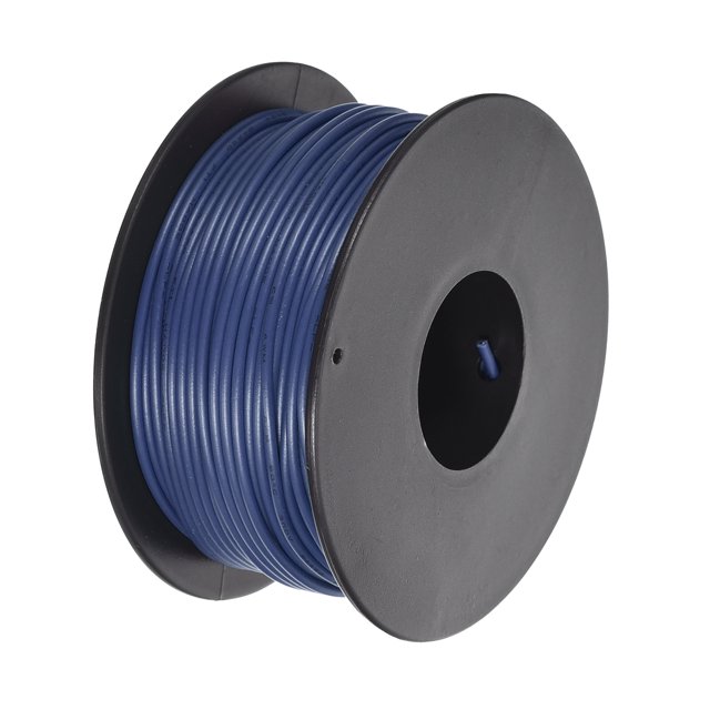 Uxcell Fil de Raccordement 24AWG 30m/100 Pieds Bleu, Fil Électrique UL1007 Bobine